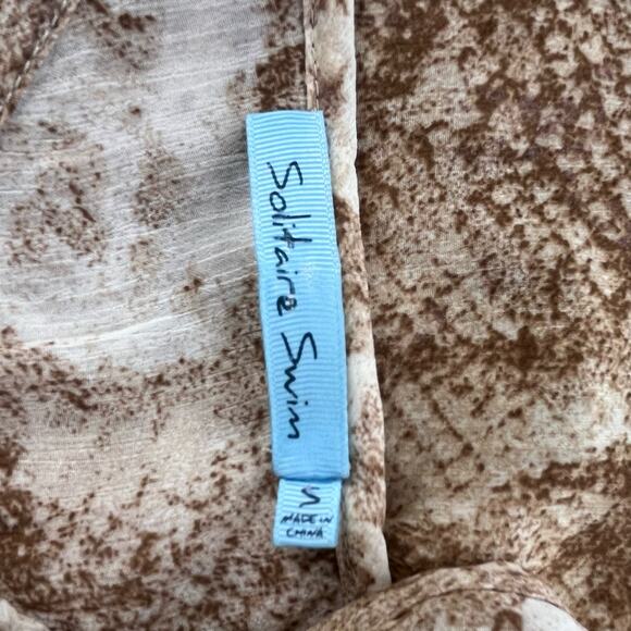 SOLITAIRE SWIM Sheer Cover-up Dress Sz Small Snake Animal Print Brown Hi-Low - Picture 8 of 11